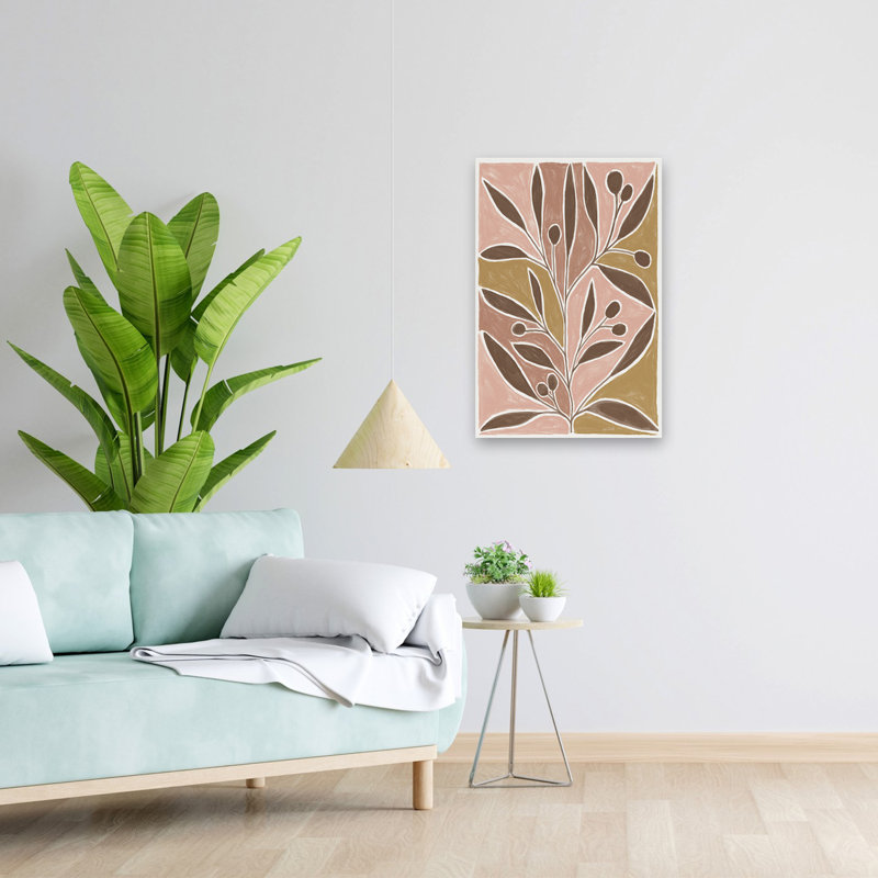 Moderne feuille moderne moderne brun vert, H 24 po x l 16 po