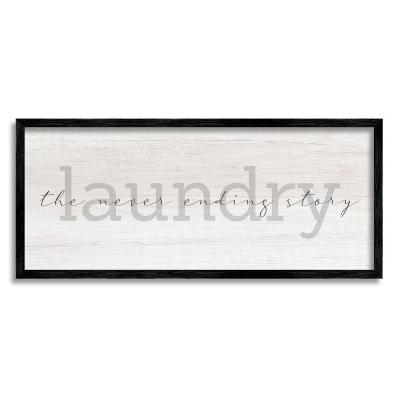 «Laundry Never Ending Story Cursive» par Daphne Polselli - cadre flottant, impression sur toile, Giclée encadrée noir minuit