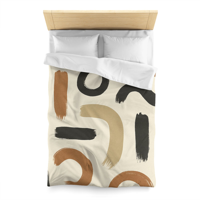 Microfiber Duvet Cover Boho Style, Design 71, Twin Duvet Cover, White