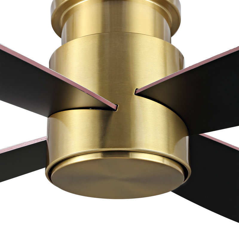 Ventilateur de plafond d'intérieur à 4 pales 52 pouces avec télécommande Winchendon, 52", Or avec pales noires / blanches