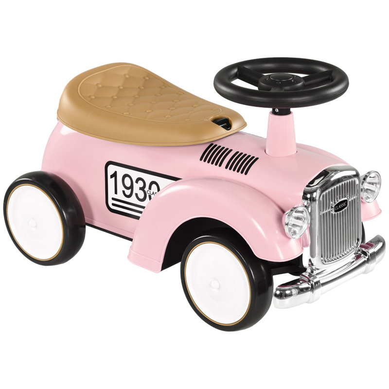 HOMCOM 1 Seater Tractors / Construction Push/Pull Ride On, Pink