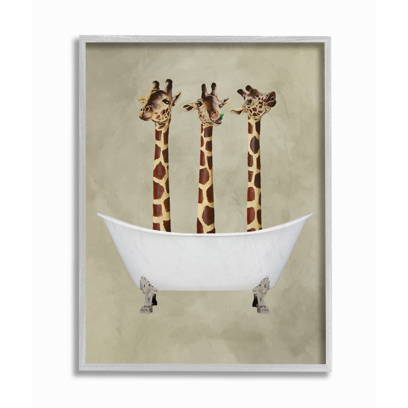«Natural Palette», trois girafes dans une baignoire à pattes par Coco De Paris - impression, Estampe numérique Farmhouse