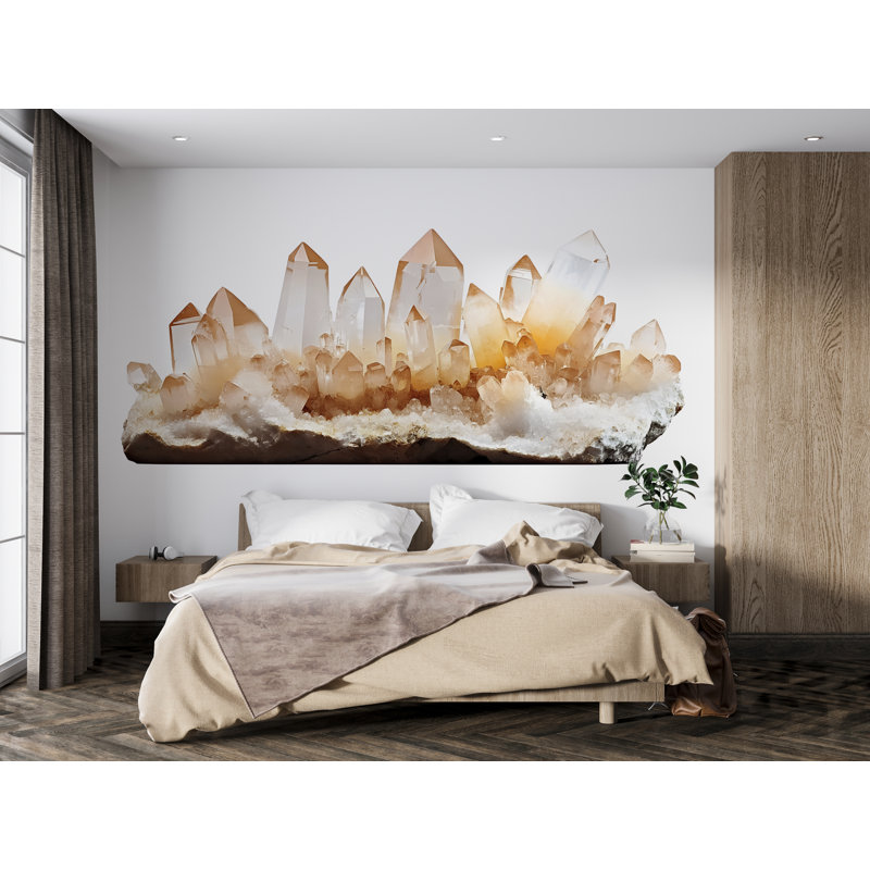 Murale en cristal, art mural en pierre de quartz, décor de chambre à coucher moderne, design d'intérieur luxueux 419Mv