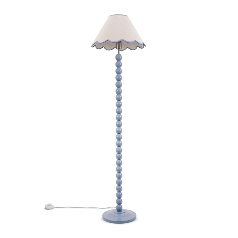 Bobbles 144cm Traditional Floor Lamp, White/Blue, Powder Blue