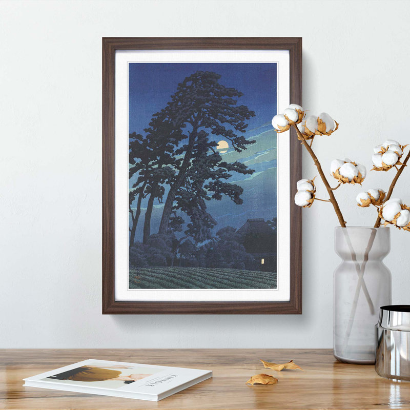 Moon at Magome by Hasui Kawase - Framed Print, Walnut Framed, 48cm H x 36cm W x 2cm D