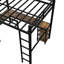 Lit mezzanine double en métal avec bureau et support à suspendre