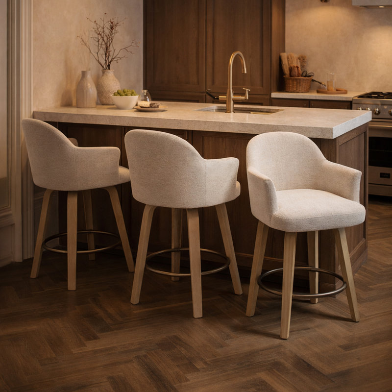 Tabouret de comptoir 26 po Modern, Chêne blanchi, Avoine