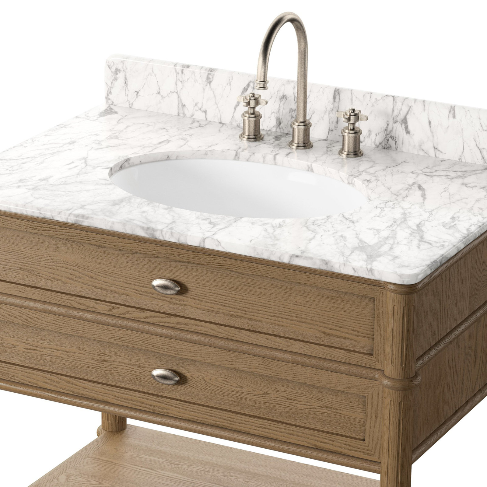 Adelene Single Bathroom Vanity, Washed Blonde Oak Veneer