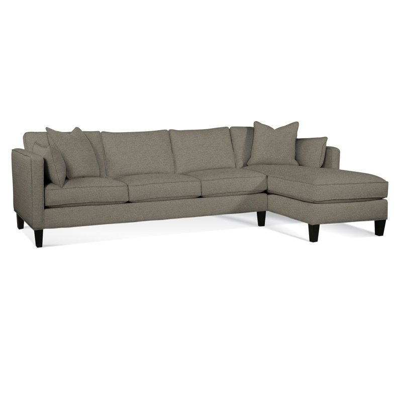 Lenox Chaise Sectional, Black, Right Hand Facing, Green Performance Fabric; 0851-54