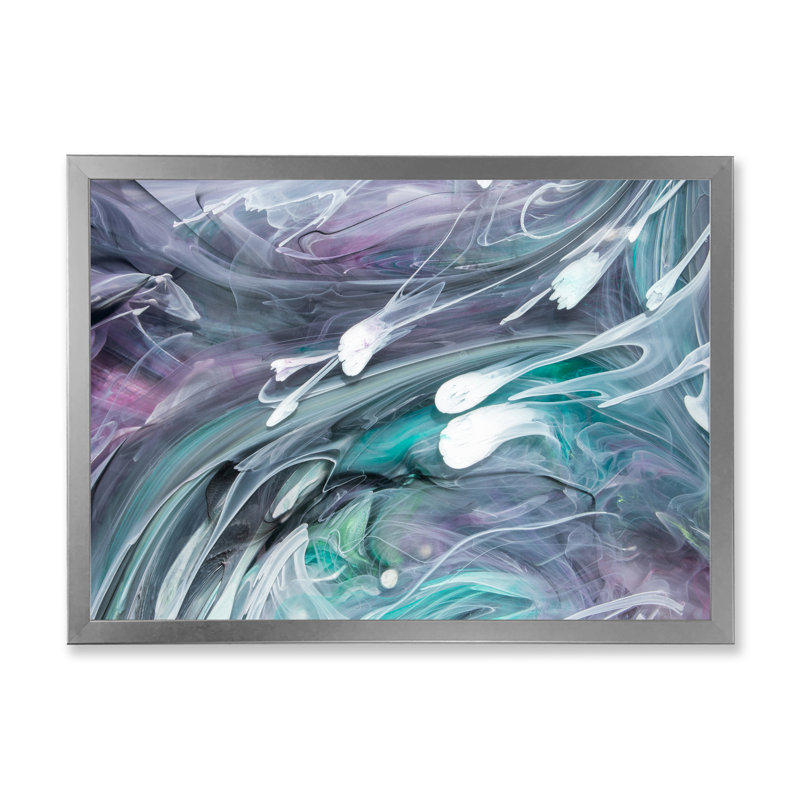 Turquoise et mauve liquide Flow Art II - œuvre d'art moderne sur toile, H 30 po x l 40 po x P 1,5 po
