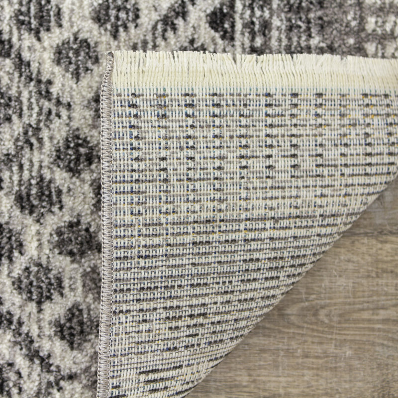 Tapis patchwork gris et blanc Southwest, Rectangle : 2 pi 1 po x 3 pi 7 po