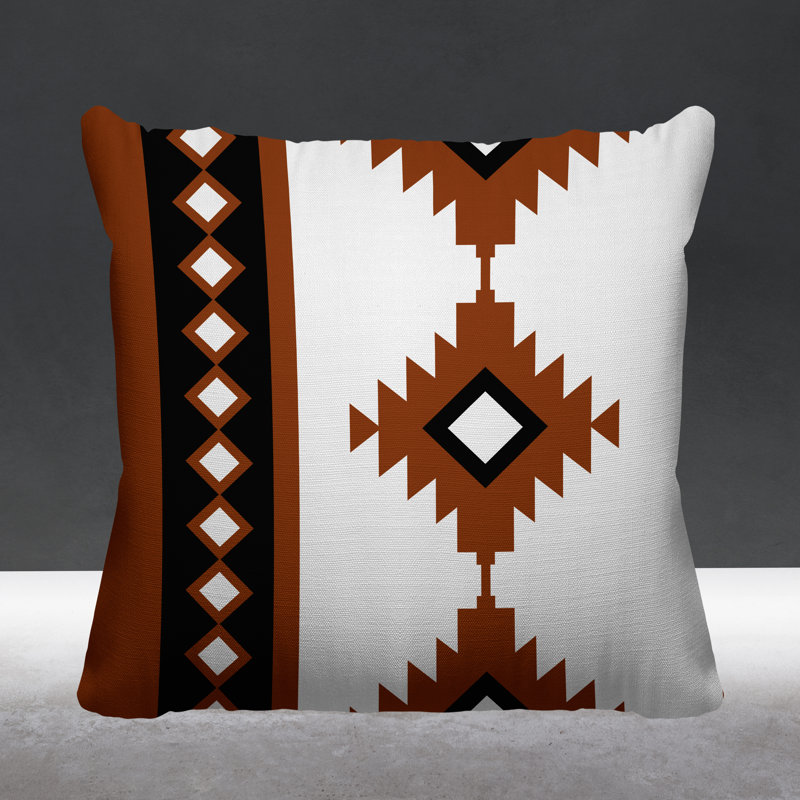 Coussin intérieur / extérieur Carlos Southwestern, L 17 po x H 17 po, Orange brûlé