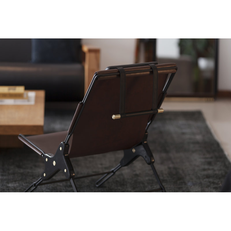 Perfidia Leather Lounge Chair, Brown Genuine Leather
