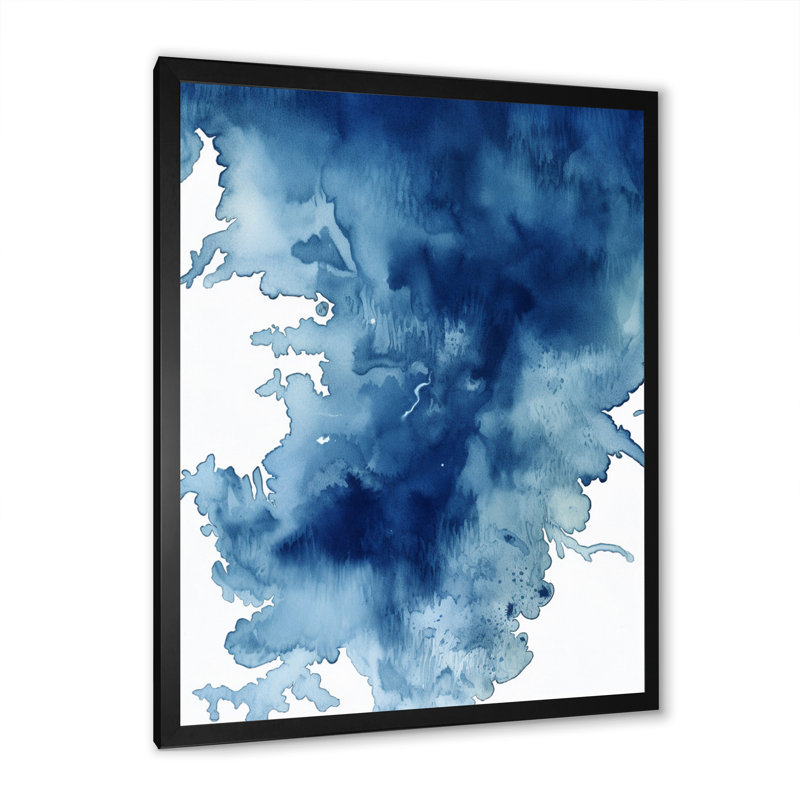 Abstrait bleu classique III, H 16 po x l 16 po x P 1 po, Cadre photo noir