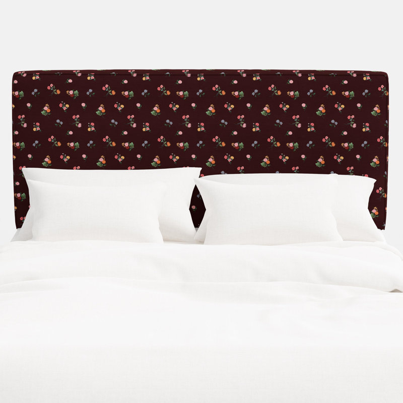 Elly Headboard In Ditsy Dahlia Burgundy, California King, Red