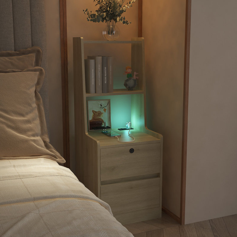 Table de chevet intelligente avec station de charge, table de chevet avec veilleuse
