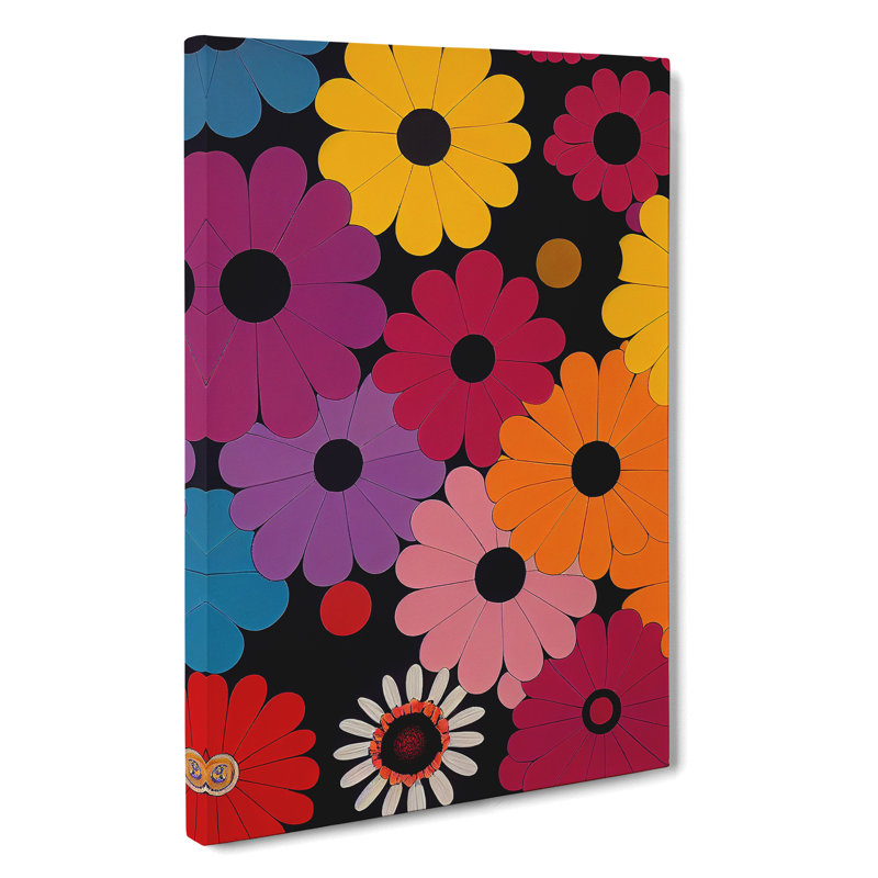Retro Flowers No.6 - Wrapped Canvas Print, 50cm H x 35cm W x 3cm D