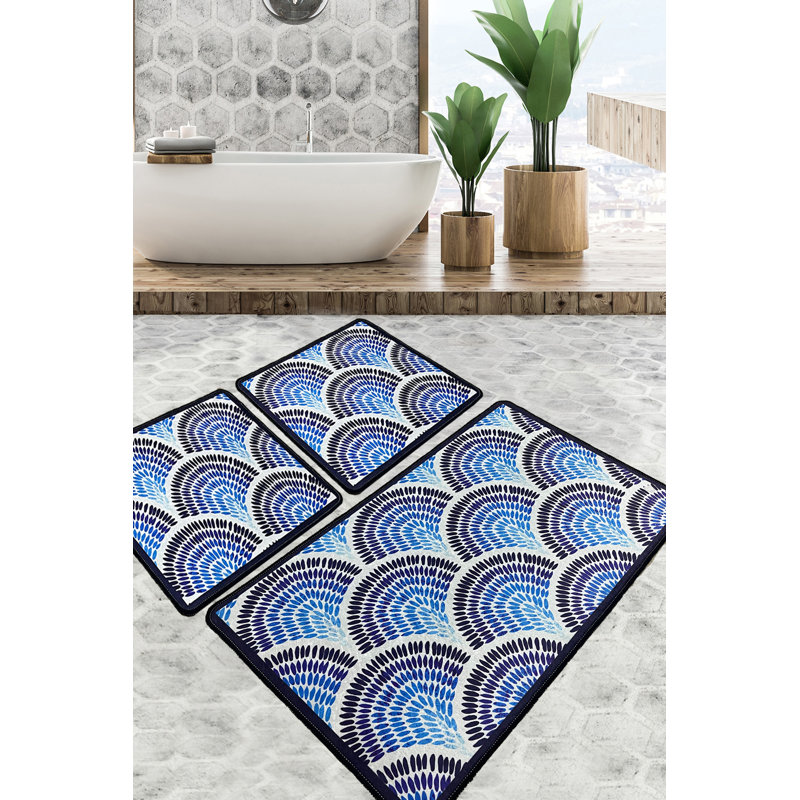 Ensemble de tapis de bain antibactérien (3 pièces) - 100% polyester, dessous antidérapant | Comprend des tapis de 19,7 po x 23,6 po et 23,6 po x 39,4 po, 700 g / m² | Lavable à la machine, hauteur des poils doux: 0,4 po | Parfait pour la sécurité et le confort de la salle de bain