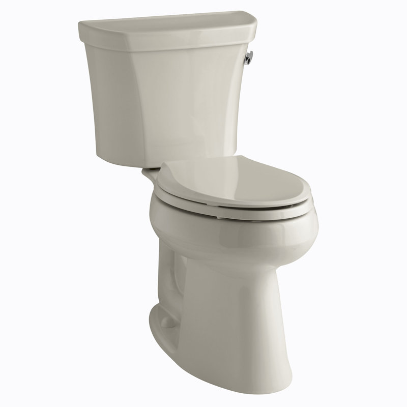 Highline 1.28 GPF Water Efficient Elongated Two-Piece toilet (Seat Not Included), Sandbar, Left