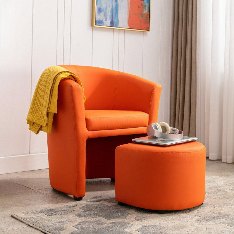 Fauteuil demi-tonneau avec repose-pieds Babumba, Orange