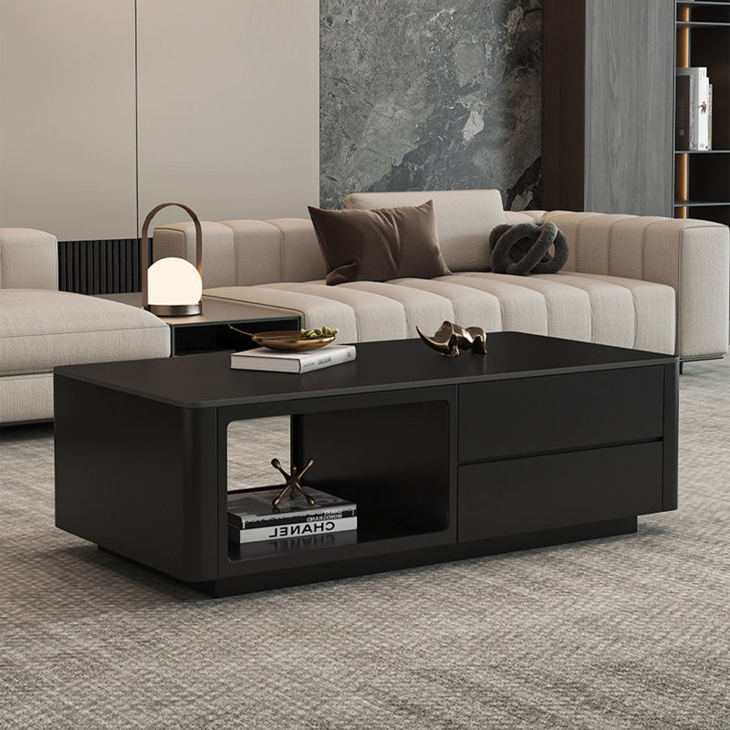 Table basse rectangulaire en granit de style luxueux, Noir