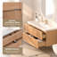 Meuble-lavabo suspendu Vitrasa 48 po à rayures noyer avec lavabo intégré, meuble de salle de bain moderne fixé au mur avec 2 tiroirs à fermeture amortie, préassemblé avec lavabo en céramique intégré – Bois naturel