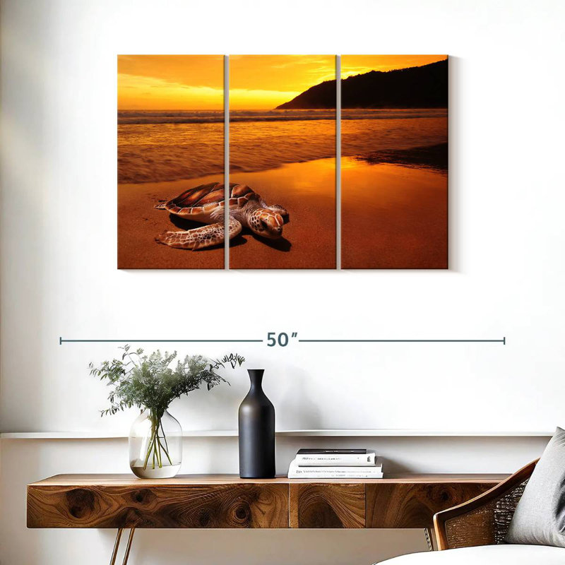 Brampt Turtle On Sunset Beach, 24" H x 38" W