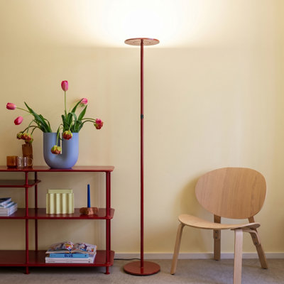 Sky 63" Red Modern LED Torchiere Floor Lamp With Adjustable Head