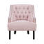 Élégante chaise d'appoint en chenille rose avec structure en bois massif et couvercle à boutons pour la décoration intérieure-387922527