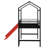 Twin Size Metal Loft Bed With Slide And Two-Sided Writable Wooden Board, Metal House Bed With Guardrail And Ladder-1019533766