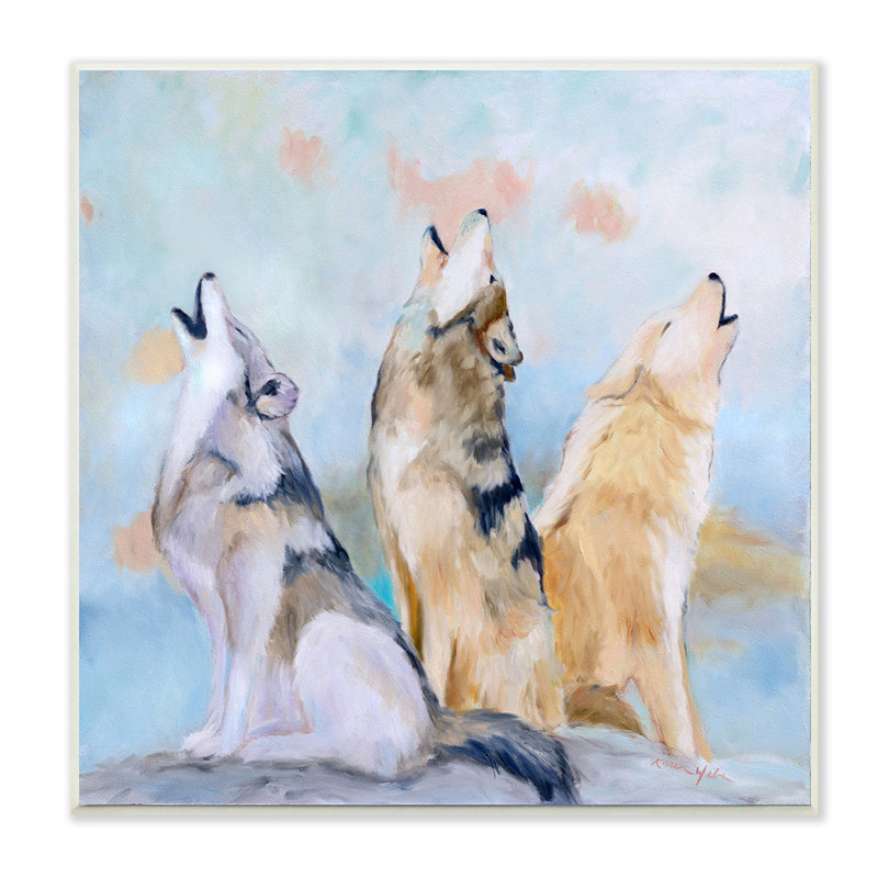 Spring Wolves Howling Vintage Nature Scene - impression d'art graphique, Toile tendue, H 30 po x l 30 po x 1,5 po