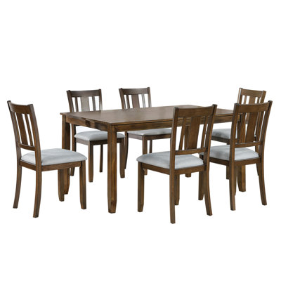 Ensemble de table à manger moderne 7 pièces avec 6 chaises rembourrées, ensemble de table à manger rectangulaire en bois pour 6 avec chaises, pour salle à manger, cuisine, restaurant