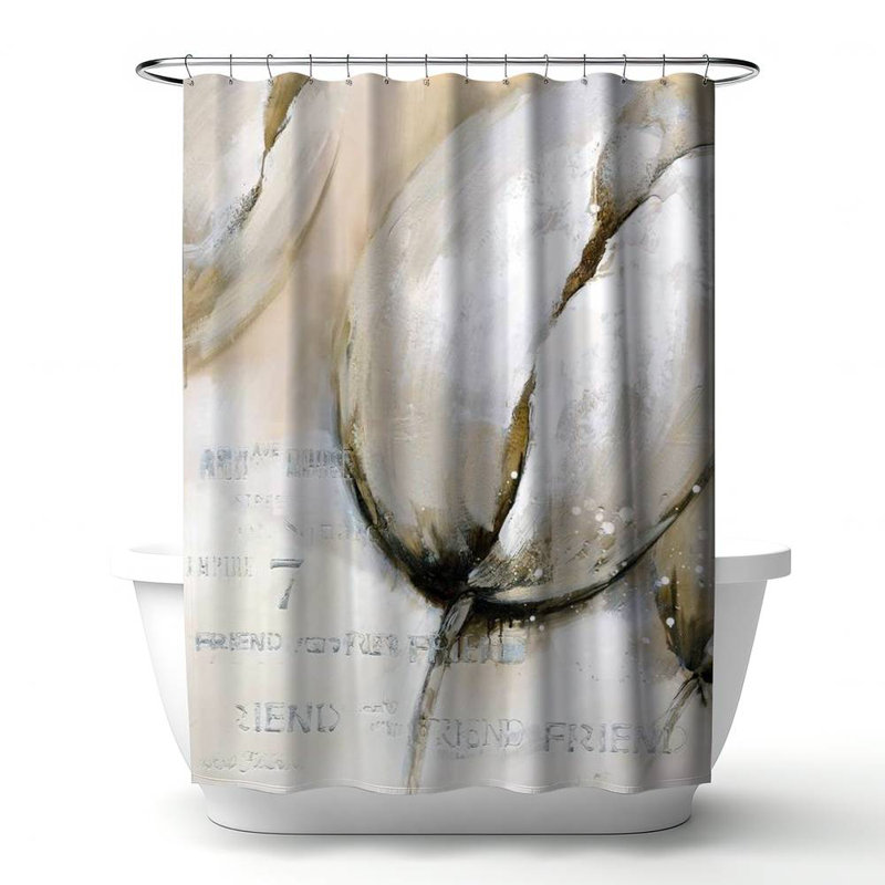 Shower Curtain FL45 – Polyester Shower Curtain, Dye Sublimation Print, 71" W × 74" L, Black/Brown
