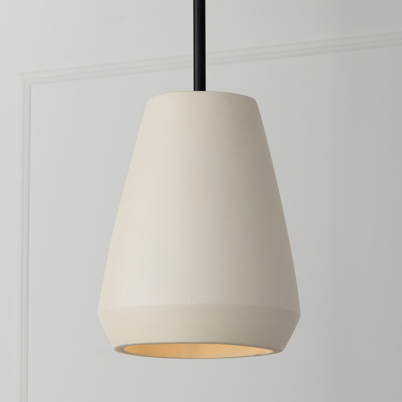Handcrafted Terracotta Ivory Pendant Light with Matte Black Details