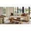 Canapé 90 po en chenille rembourrée avec silhouette arrondie, coussins décoratifs et base en bois massif, beige