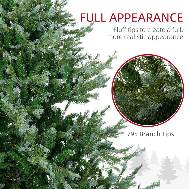 Arbre de Noël artificiel de 6 pi avec 795 branches, ouverture automatique, base en acier, forme large, branches faciles à façonner