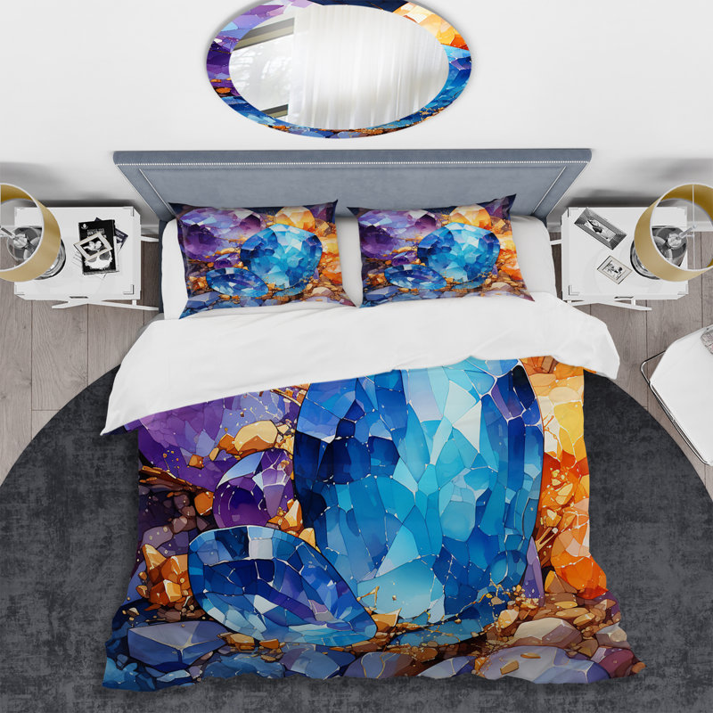 Ensemble de housse de couette Gold and Blue Crystal Stone Core II - Stone Geode