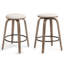Ensemble de 2 tabourets de comptoir en tissu tissé beige avec pieds en bois naturel Beatus-650425638-650425635