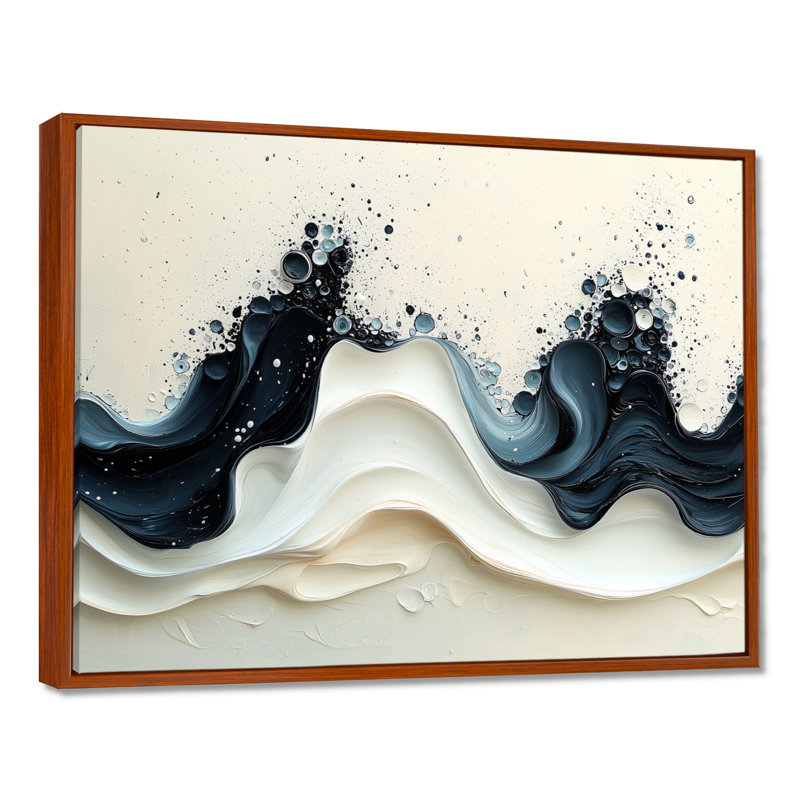 Dulvert noir blanc vague rythmique rivière V - goutte à goutte d'art mural pour le salon, H 12 po x l 20 po, Brun