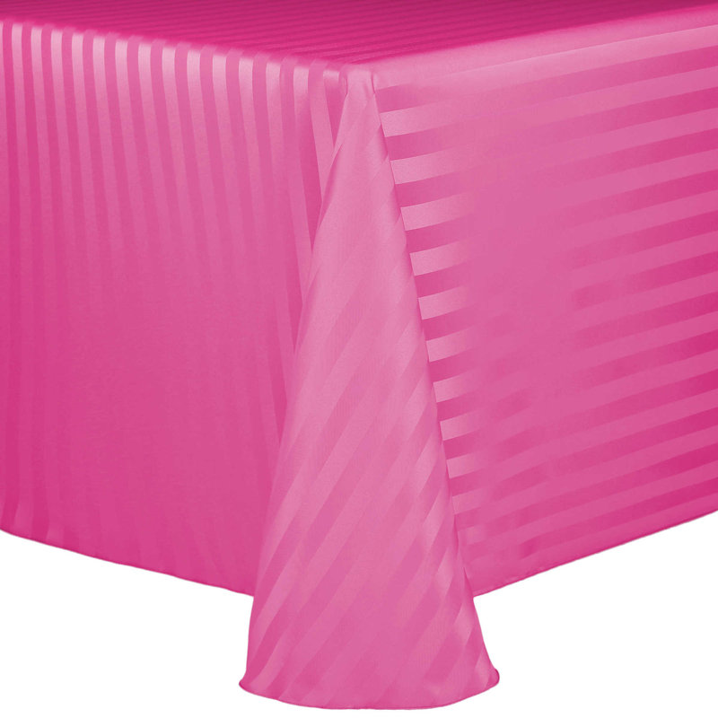 Ultimate Textile Satin Stripe Rectangular Tablecloth, 132" x 108", Raspberry, 15