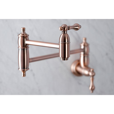 Kingston Brass Restoration Two-Handle 1-Hole Wall Mount Pot Filler Faucet