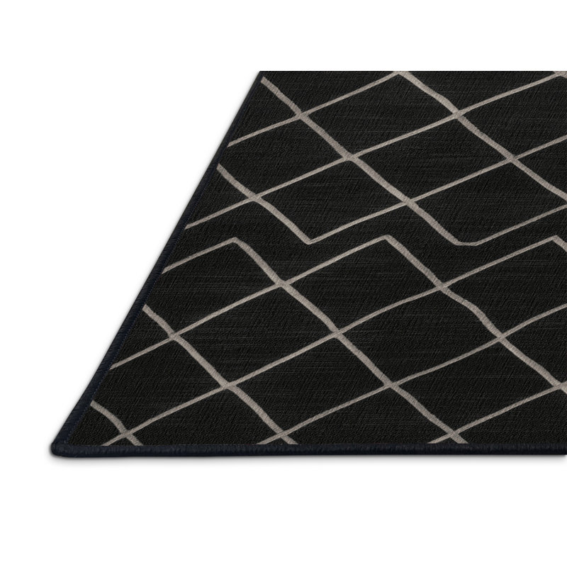Tapis gris en treillis lavable à la machine, Carré 7 pi