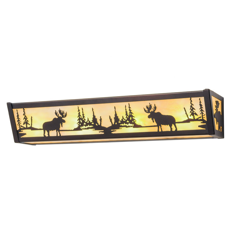 Rustic Lodge 4 - Light Dimmable Bath Bar, 4.5" H x 24" W x 5.5" D, Mahogany Bronze
