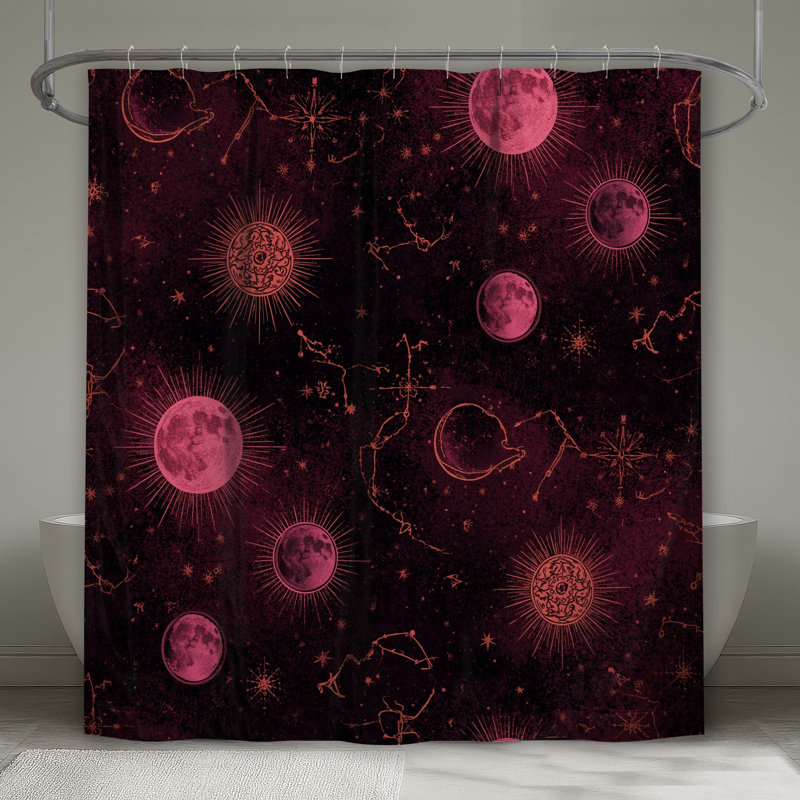 Celestial Constellation Art Shower Curtains Extra Long, 70in W x 84in H