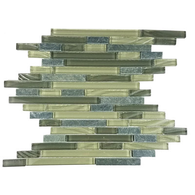 New Era 12 in. x 12 in. Glass & Stone Straight Edge Linear Mosaic Wall & Pool Tile