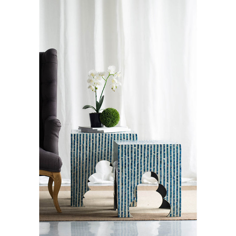 Ensemble de deux tabourets Dorcy Capiz, Bleu