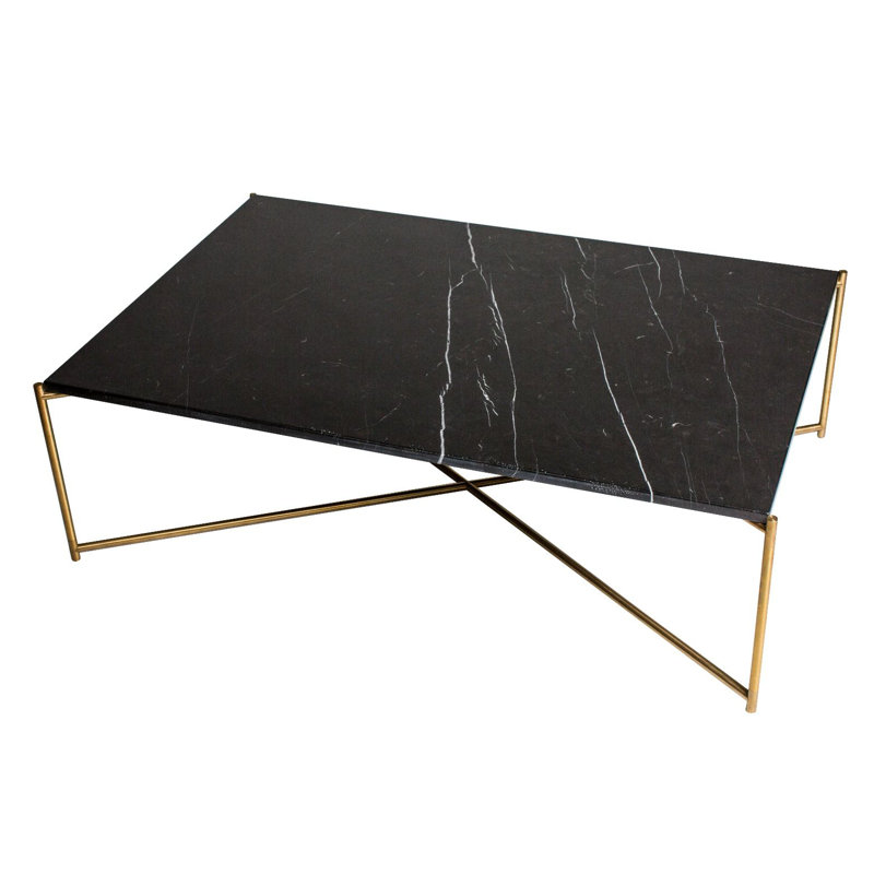 Bedell Four Leg Coffee Table, Black, Brass