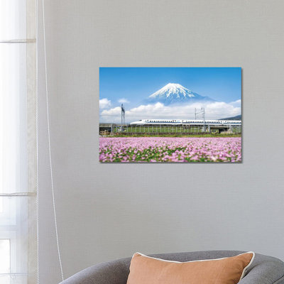 Shinkansen Bullet Train With Mount Fuji by Jan Becke - Wrapped Canvas Gallery-Wrapped Canvas Giclée