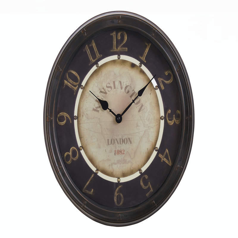 Transitional Wall Clock, 16 Inch Round Antique Brown