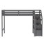 Lit mezzanine simple au-dessus d'un lit double avec escalier, gris (VIEUX SKU: SM000107AAE)